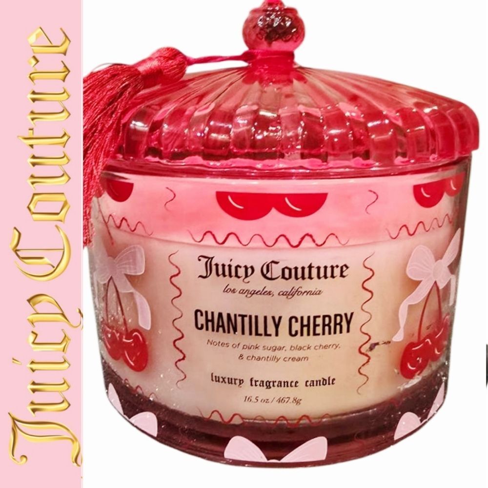 Juicy Couture Home Chantilly Cherry Candle w/Topper - Picture 1 of 6